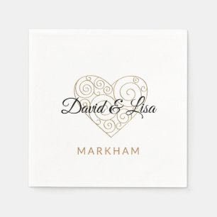 Gold Heart Paper Napkin 