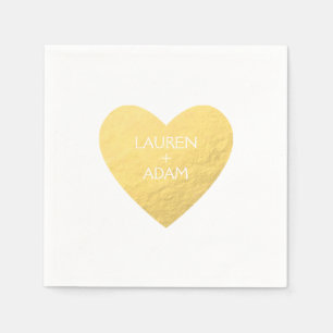 Gold Heart Paper Napkins for weddings