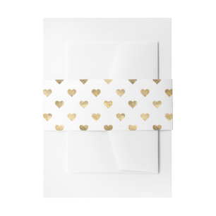 Gold Heart Pattern Invitation Belly Band