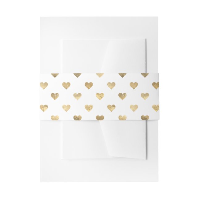 Gold Heart Pattern Invitation Belly Band (Front Example)