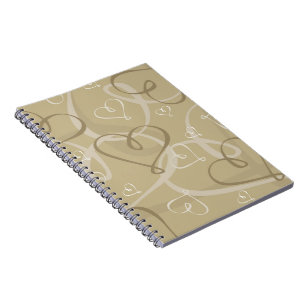 Gold heart pattern spiral notebook