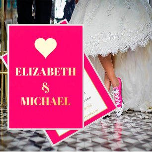 Gold Heart Pink Elegant Formal  Wedding Rehearsal 