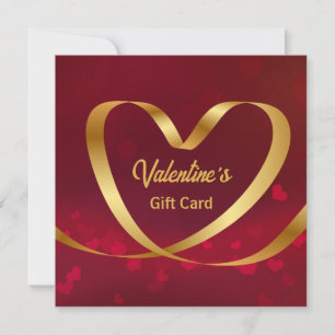 Gold Heart Ribbon Red Valentine's Day Gift Card
