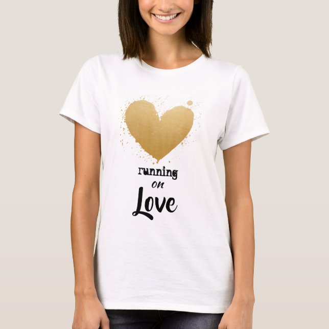 *~* Gold Heart Runner Watercolor Runner Fitness T-Shirt (Front)