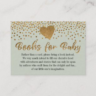 Gold Heart & Sage Green Book Request Insert Cards