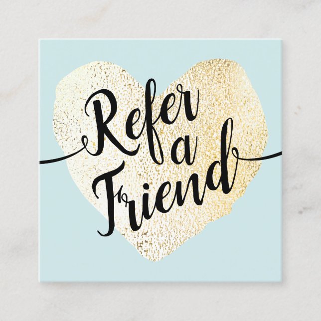 Gold Heart Script Calligraphy Referral Card (Front)