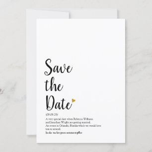 Gold Heart Script Save the Date Definition
