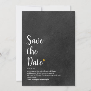Gold Heart Script Save the Date Definition Invitation