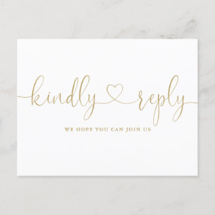 Gold Heart Script Song Request RSVP Invitation Postcard
