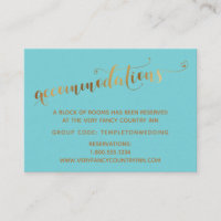 Gold Heart Script Turquoise Wedding Accommodations