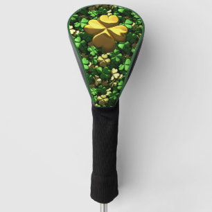 Gold Heart Shamrocks Golf Head Cover