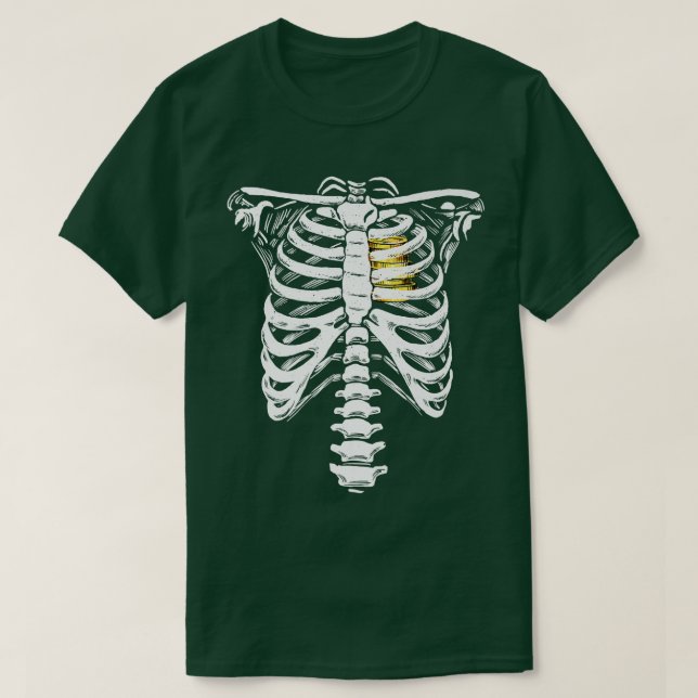 Gold Heart Skeleton Rib Cage Love Heart Of Gold Sk T-Shirt (Design Front)