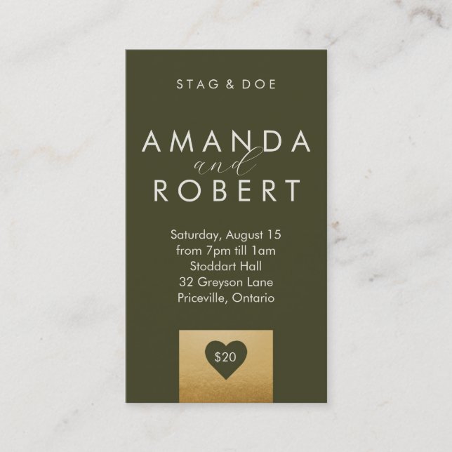 Gold Heart Stag & Doe Ticket (Front)