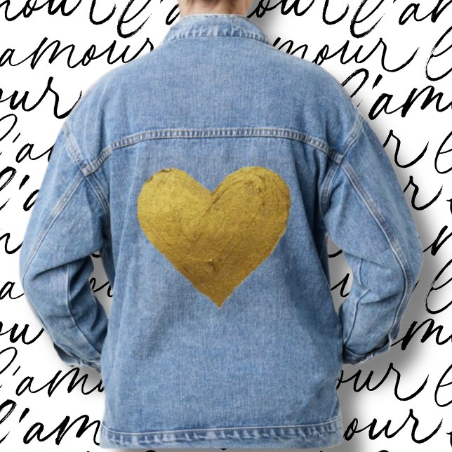 Gold Heart Symbol of Love BlueJean Jacket (Creator Uploaded)