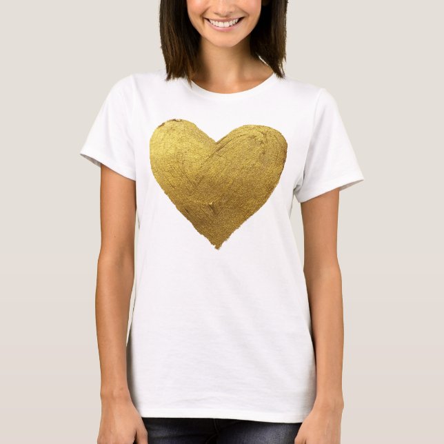 Gold heart symbol of love T-Shirt (Front)