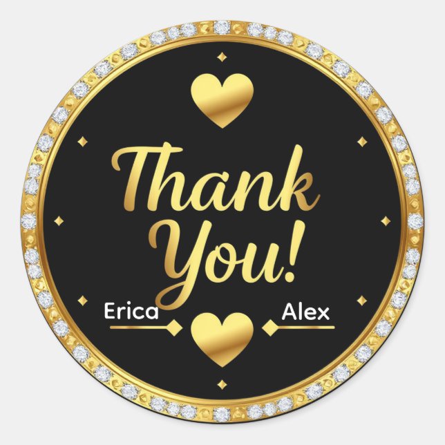 🖤 Gold Heart Thank You Wedding Seal ✨ (Front)