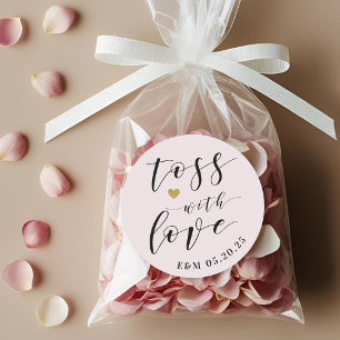 Gold Heart Toss with Love Wedding Confetti Favour Classic Round Sticker