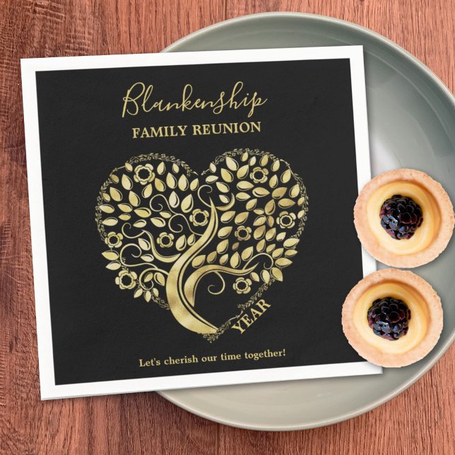 Gold Heart Tree Family Reunion Party Essentials Napkin (Creator Uploaded)