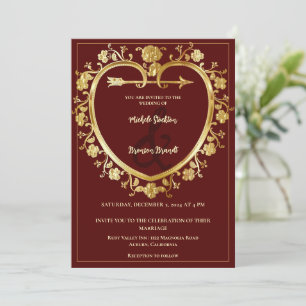 Gold Heart Wedding Invitation