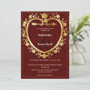 Gold Heart Wedding Invitation
