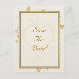 Gold Heart Wedding Save The Date Announcement Postcard