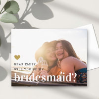 Gold Heart Will You Be My Bridesmaid Photo