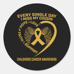 Gold Heart Wings Childhood Cancer Awareness I Miss Classic Round Sticker