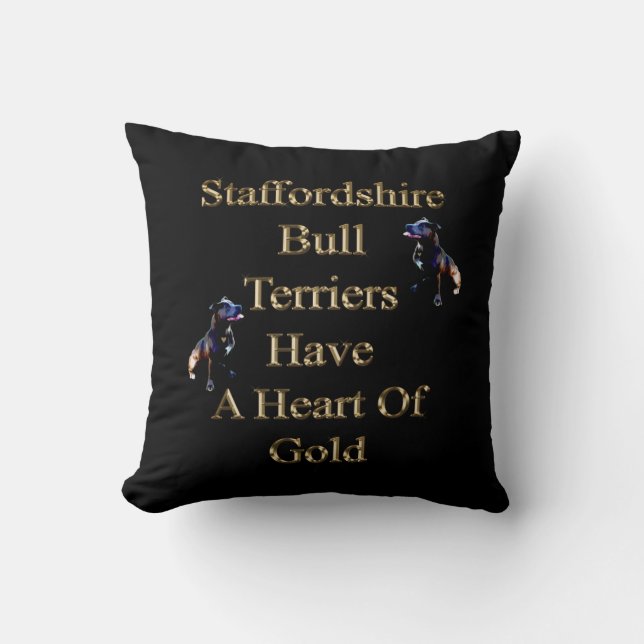 Gold Hearted Staffordshire Bull Terriers, Cushion (Front)