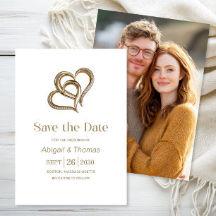 Gold Hearts and Diamonds Wedding Save the Date