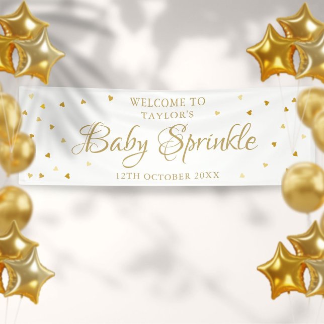 Gold Hearts Baby Sprinkle Shower Welcome Banner (Creator Uploaded)