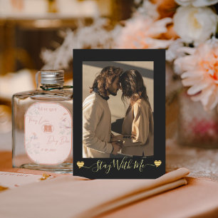 Gold Hearts Black Photo Holiday Card