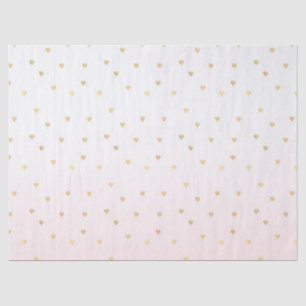 Gold Hearts Blush Pink Ombre Tissue Paper