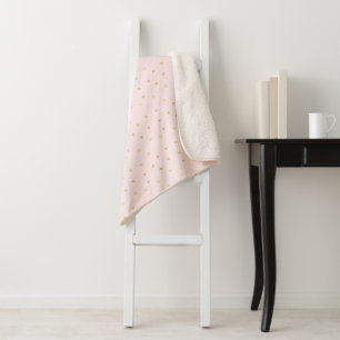 Gold Hearts Blush Pink Sherpa Blanket