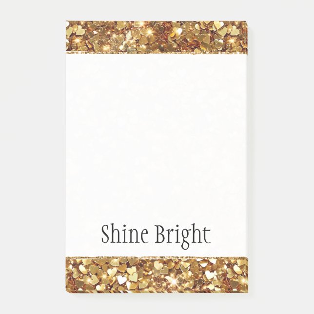 Gold Hearts Confetti Glam Post-it Notes (Front)