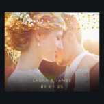 Gold Hearts Confetti Wedding Photo Keepsake<br><div class="desc">Customise with your own photo and names. Featuring elegant gold confetti. Designed by Pure Piglet© at www.zazzle.com/purepiglet*.</div>