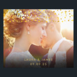 Gold Hearts Confetti Wedding Photo Keepsake<br><div class="desc">Customise with your own photo and names. Featuring elegant gold confetti. Designed by Pure Piglet© at www.zazzle.com/purepiglet*.</div>