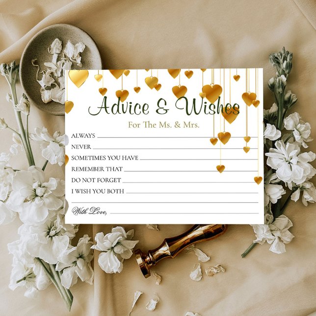 Gold Hearts Drips Wedding Advice Wishes Cards (Creator Uploaded)