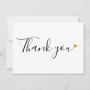 Gold Hearts Elegant Modern Script Thank You Card