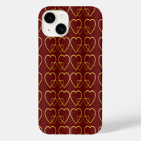 Gold hearts on maroon