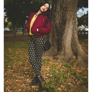 Gold Hearts Pattern Black Fashion Travel Workout Leggings