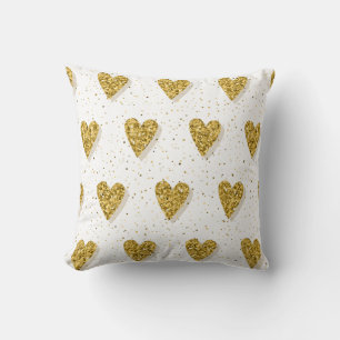 Gold Hearts Pattern Cushion