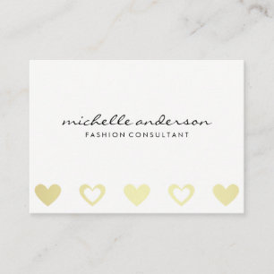 Gold Hearts Pattern White Grey Business Card