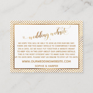 Gold Hearts Script on White Wedding Website Enclosure Card