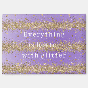 Gold Hearts Sparkle Purple Glitter quote Magnet