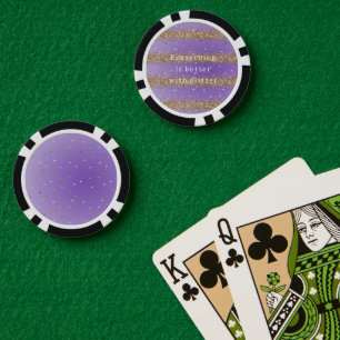 Gold Hearts Sparkle Purple Glitter quote   Poker Chips