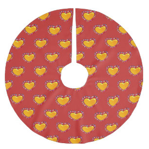 Gold hearts Thunder_Cove Brushed Polyester Tree Skirt