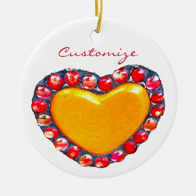 Gold hearts Thunder_Cove Ceramic Tree Decoration (Front)