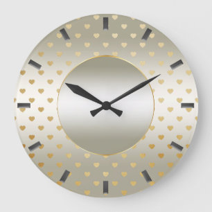 Gold Hearts Wall Clock