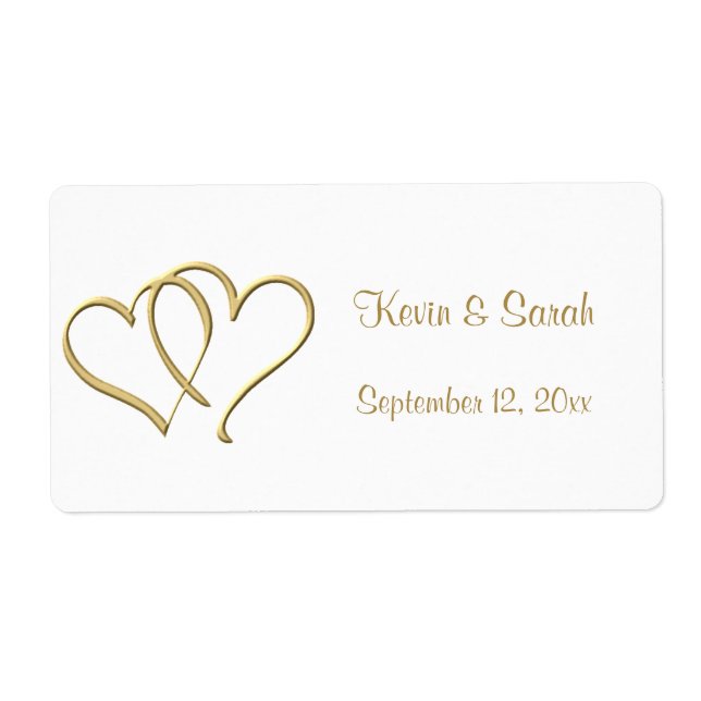 Gold Hearts Wedding Labels (Front)