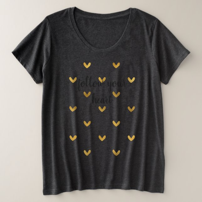 Gold Hearts with quote Plus Size T-Shirt (Design Front)